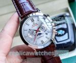 New Upgraded Omega Speedmaster Watch - White Dial Brown Leather Strap